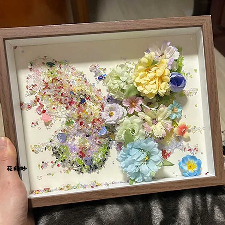 【吐司】七夕创意永生碎钻蝴蝶相框摆件diy材料包手工制作生日礼物