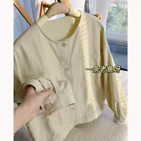 R NO退NO换秋季宽松无领外套女 韩版百搭1324
