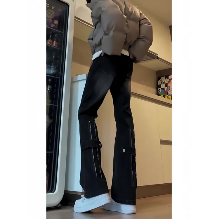 美式复古高街黄泥染牛仔裤男vibe潮牌水洗做旧休闲直筒裤初秋穿搭