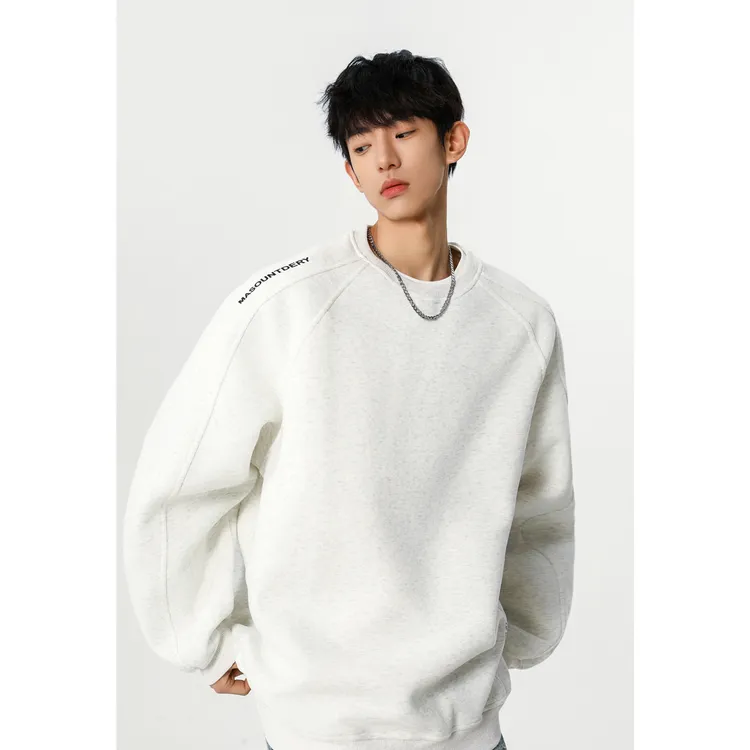 boxy解构重磅质感圆领卫衣男春秋日系潮牌硬挺痞帅宽松套头衫外套