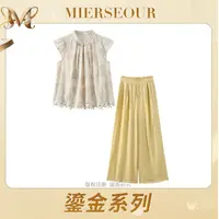MIERSEOUR鎏金系列【季风旅程】新中式提花上衣阔腿裤套装6592