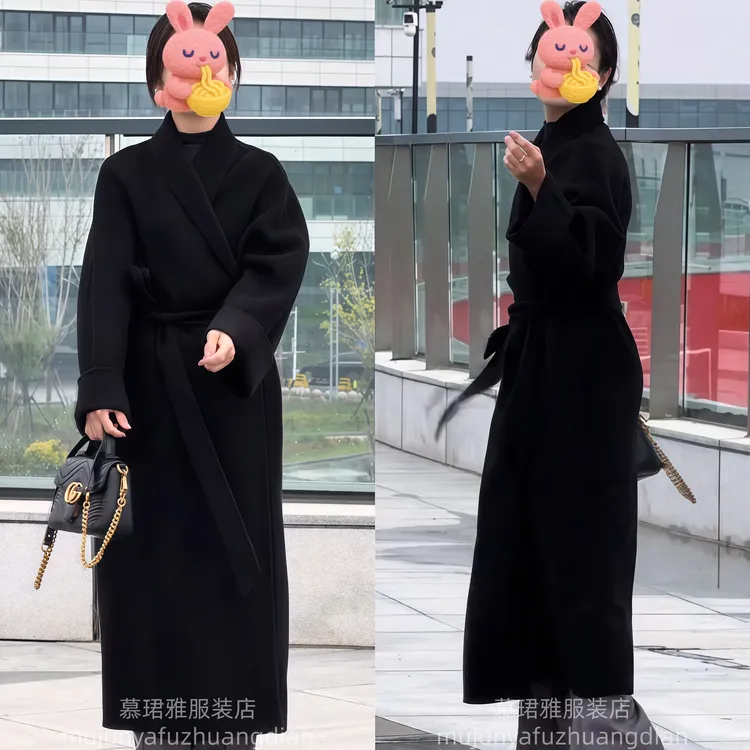 通勤秋季常规拼接青果领毛呢外套设计师韩版
