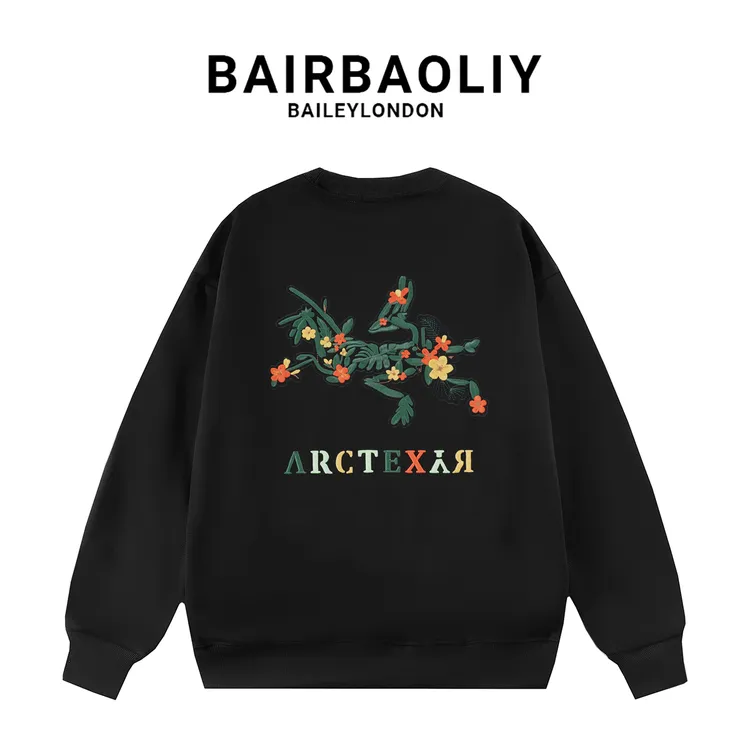 BAIRBAOLIY刺绣鸟图高品质花藤字母微宽松休闲潮流爆款情侣卫衣潮