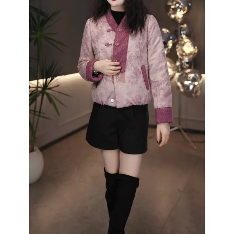 冬季短款中国风妈妈棉衣棉服女装新款时尚气质加厚保暖中老年棉袄