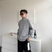 【YUZE】美式半高领拉链纯色百搭拼接裁片设计款加绒加厚卫衣8786