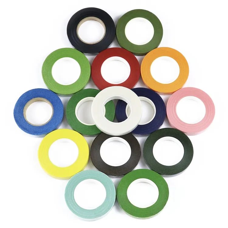 手工花艺胶带皱纹纸做花缠花杆丝网包装材料DIY纸艺绿色胶布