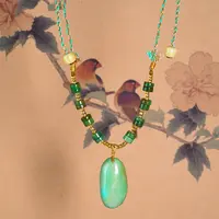 【品众绿松石】欧若风时尚百搭颈链18K金搭配精品吊坠毛衣链