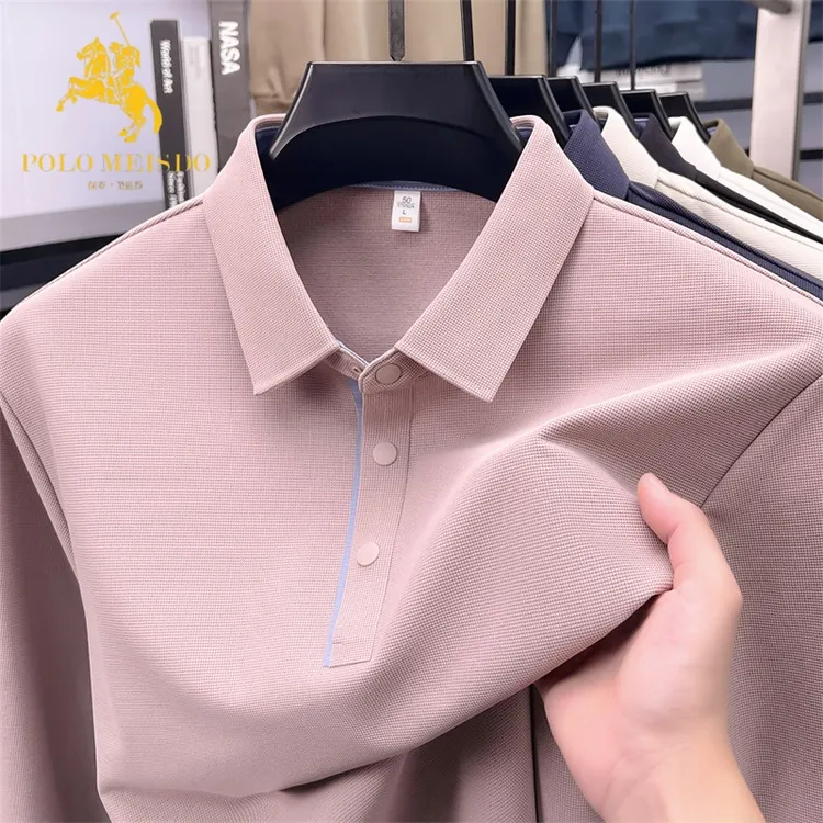 POLOMEISDO秋季男士纯色男生衣服高级感长袖时尚t恤休闲男款T恤