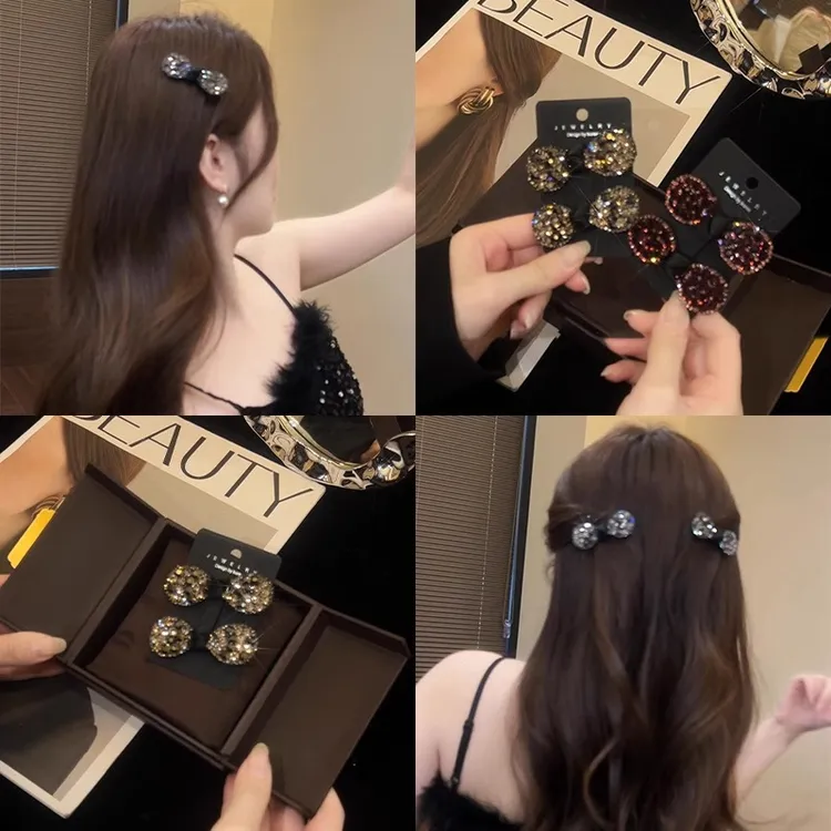 韩系爆闪蝴蝶结刘海夹侧边碎发夹整理bb夹发卡后脑勺鸭嘴夹子发饰