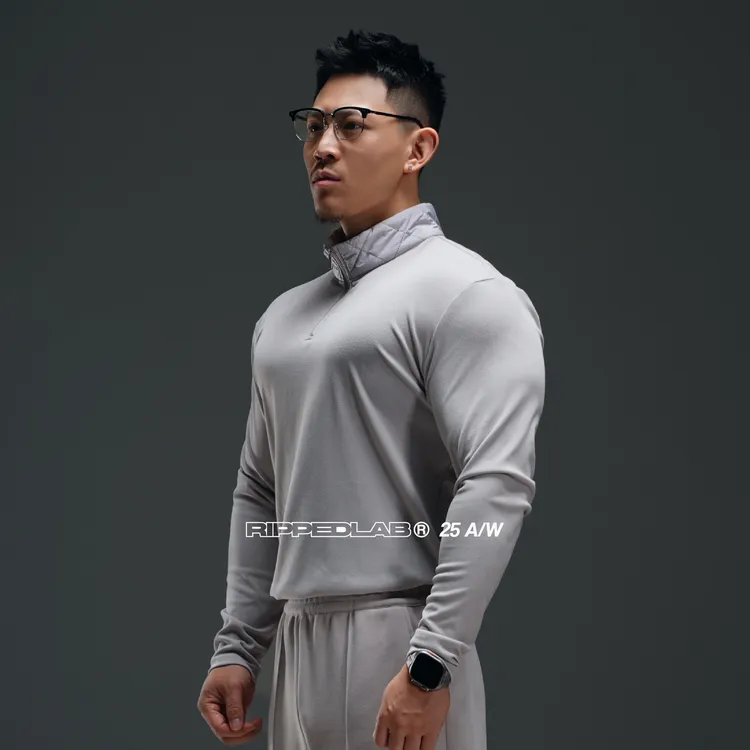 撕裂组织【25高端户外系列】长袖菱形格绗棉半高领秋冬打底运动保暖