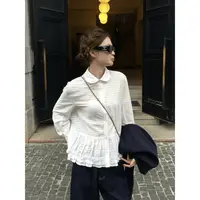 新款休闲衬衣外套娃娃领气质时尚百搭设计感上衣22719#