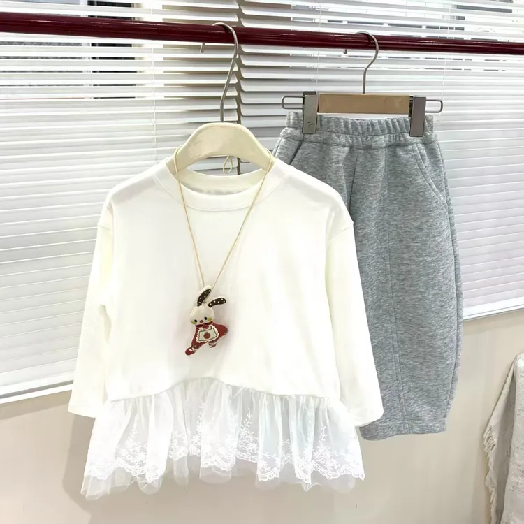 【自制】万能打底柠檬妈力推女宝春季下摆纱纱棉质长袖T恤 251041