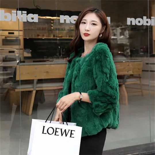 真獭兔毛皮草外套女2025秋冬新款时尚显瘦皮毛一体保暖短款上衣春