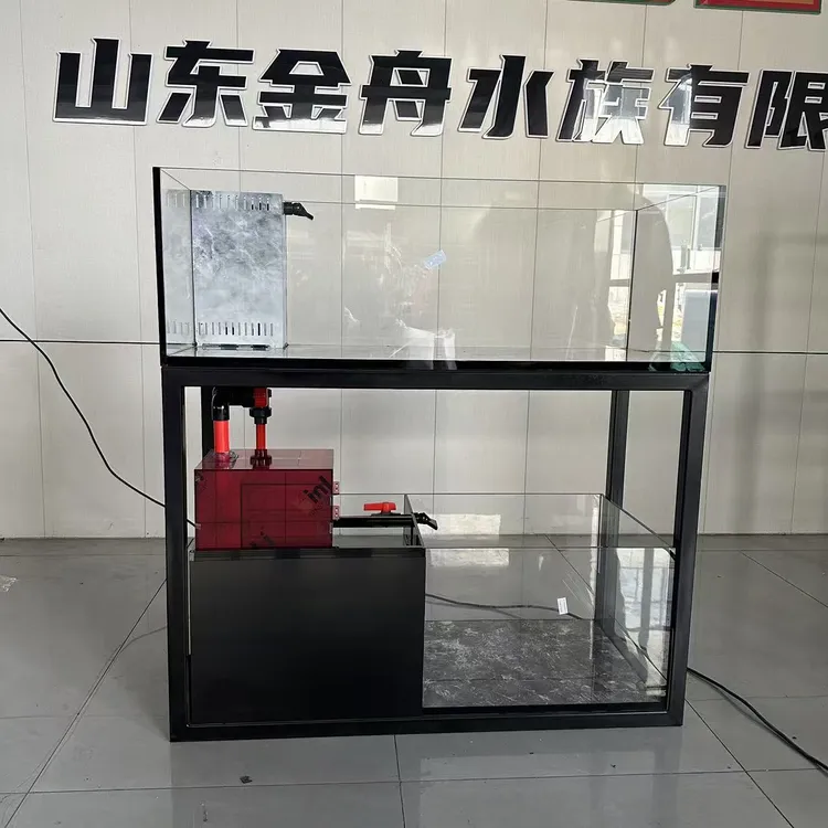 上下一体侧过滤鱼缸岩板直角溢流家用客厅玻璃鱼龟混养