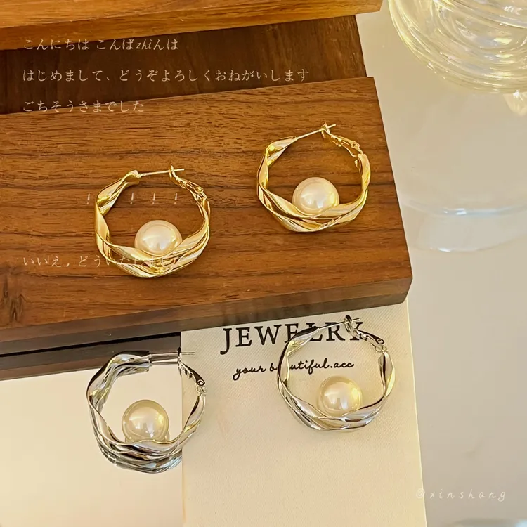 铜合金仿珍珠耳饰 【念念不忘】百搭耳圈不挑脸型时尚气质休闲耳环