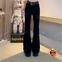 Ba【长腿牛仔】秋冬款加绒加厚时尚宽松显瘦设计感超模修身牛仔裤