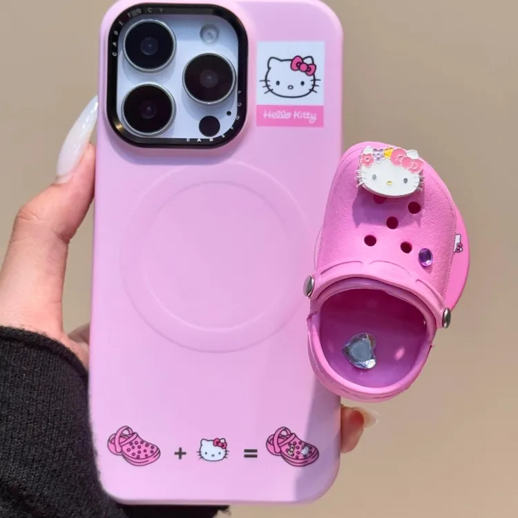 菲林磁吸kitty粉色洞洞鞋适用苹果16pro可爱iphone15手机壳14ins