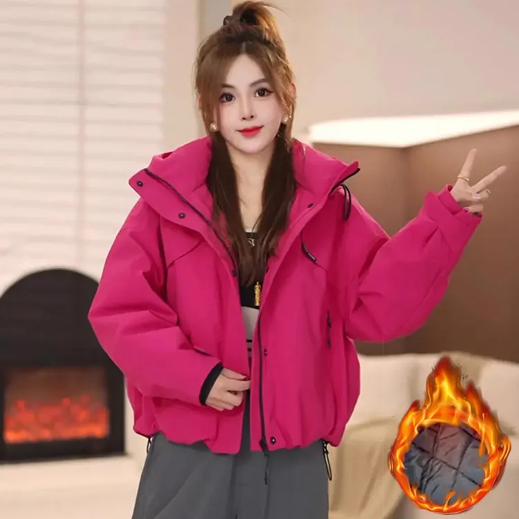 羽绒棉服女2025冬季新款时尚派克服休闲百搭宽松连帽保暖工装棉衣