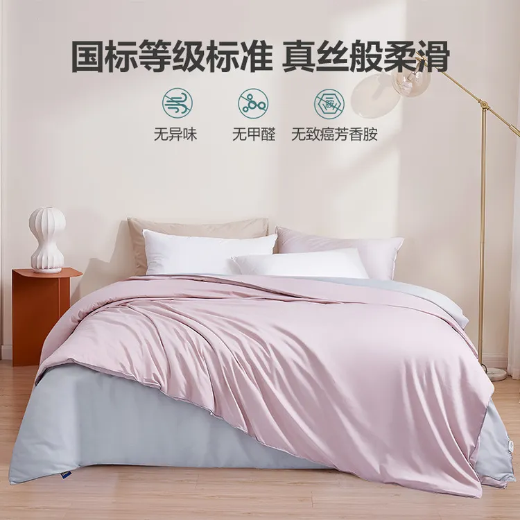 太湖雪双色筒100%蚕丝被手工春秋被子二合一子母被空调被被芯