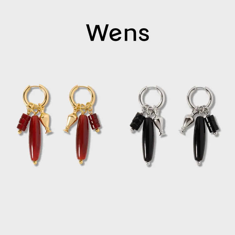 Wens/吻斯 铜合金耳饰 浮雕细颈瓶可拆卸耳环复古小众百搭时尚