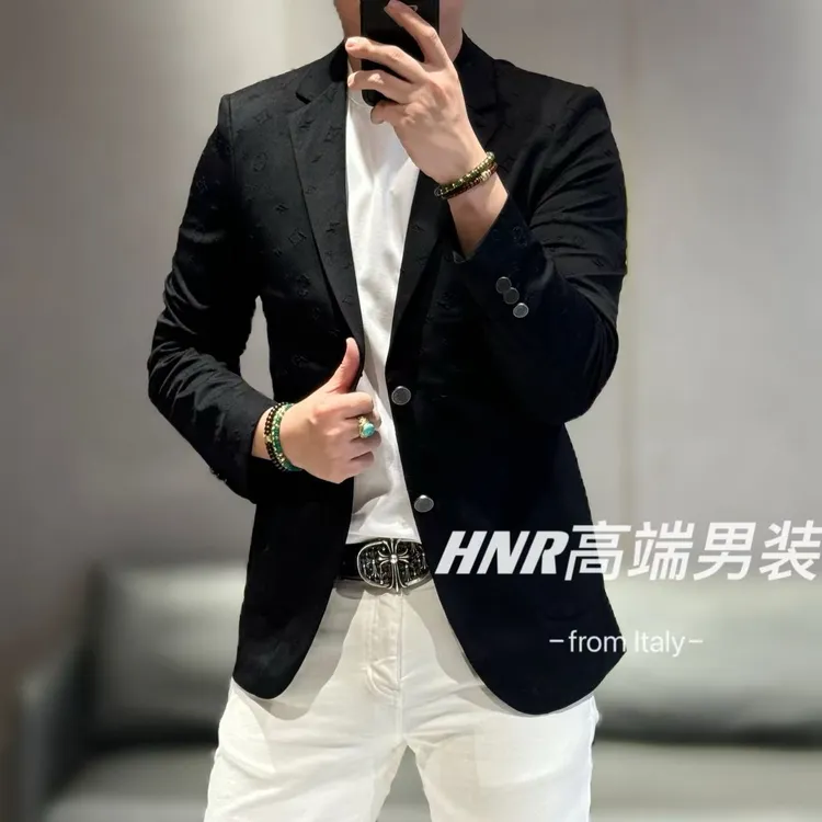 高端男士弹力立体修身裁剪全身立体提花面料春季小西装6137