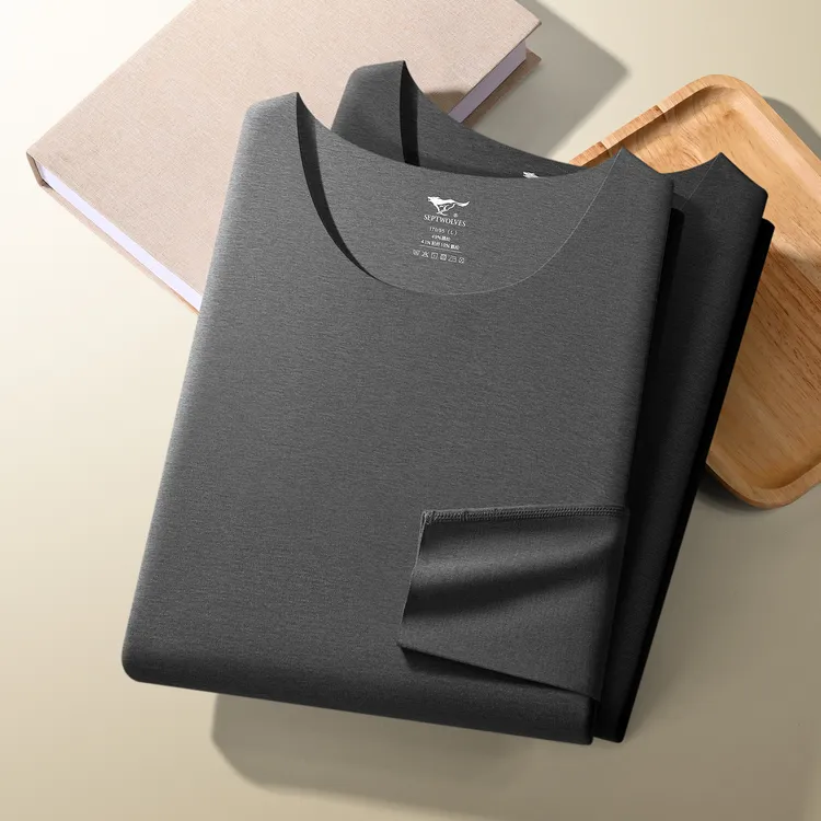 七匹狼德绒发热保暖内衣男士无痕加绒打底衫冬季高档秋衣秋裤套装