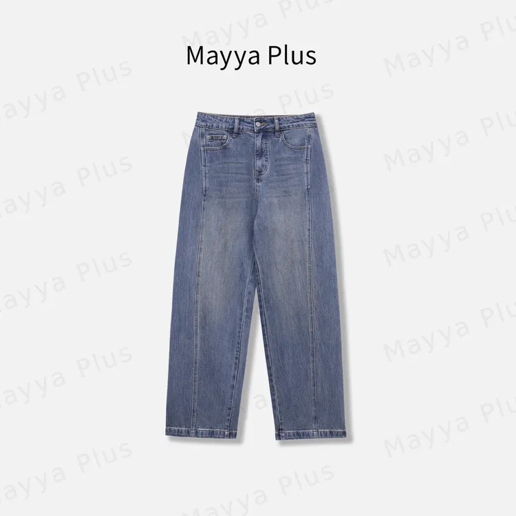 【漫画牛仔】Mayya Plus麦芽定制高腰百搭休闲直筒牛仔裤子32536561