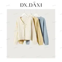 DX.DAXI【汉江情书】V领系带绞花针织毛衫内搭上衣女秋冬毛衣