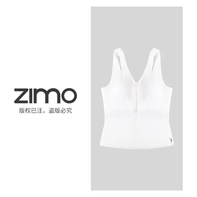 女士文胸珍珠白659-zimo-一体杯运动背心瑜伽健身跑步外穿YFWX659