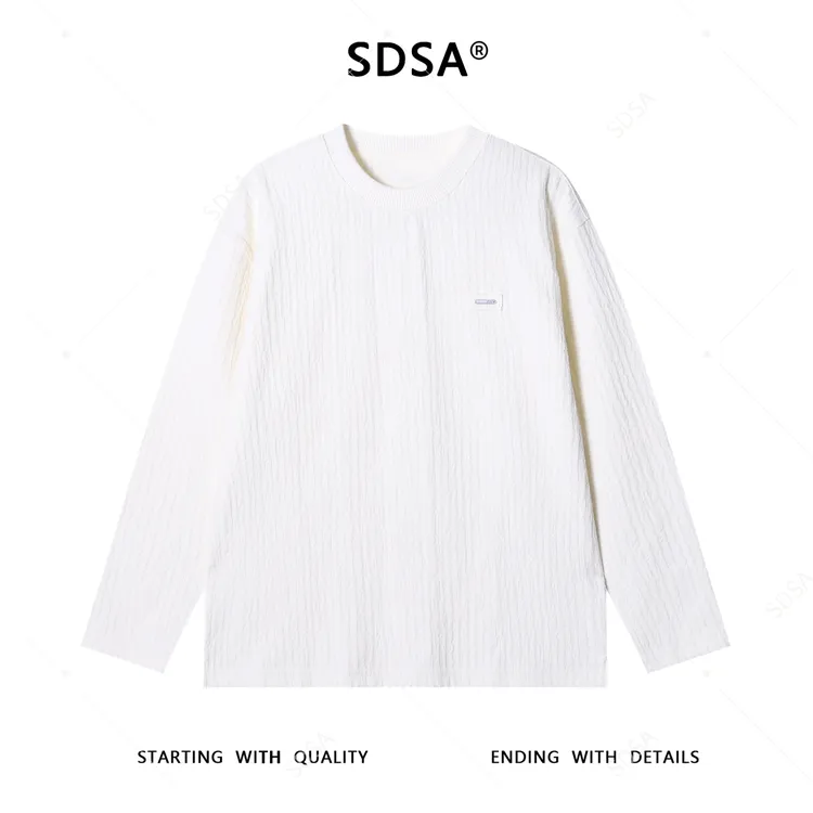 SDSA男士秋冬新款痞帅男装韩版纯色针织设计圆领卫衣休闲简约上衣