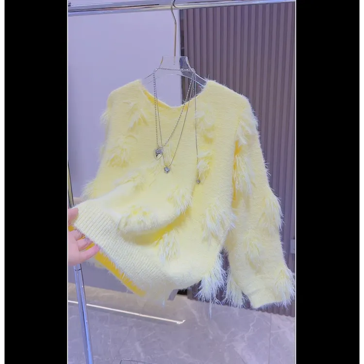 03 复古流苏拼接长袖针织衫女高级时髦新款毛衣