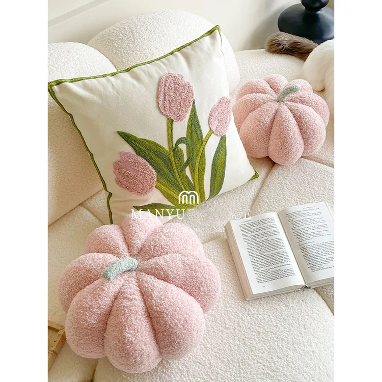 新款ins奶油风民宿靠垫可爱靠枕床头沙发少女心粉色飘窗抱枕套