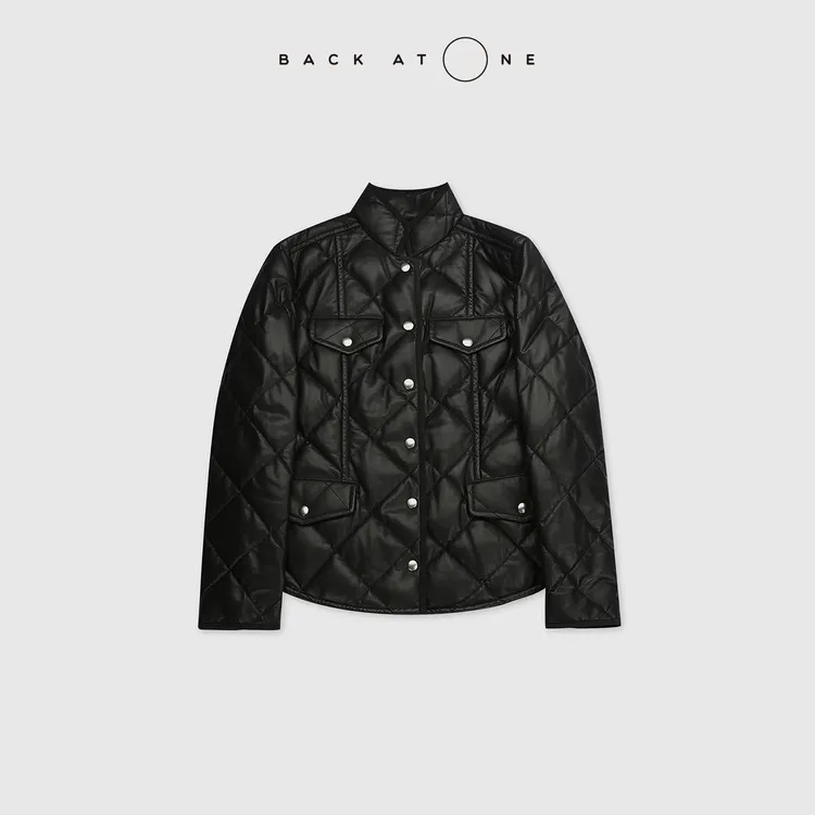 BACKATONE“臻曜”休闲时尚菱形绗缝立领皮鹅绒服 BFF-1FC557K-K