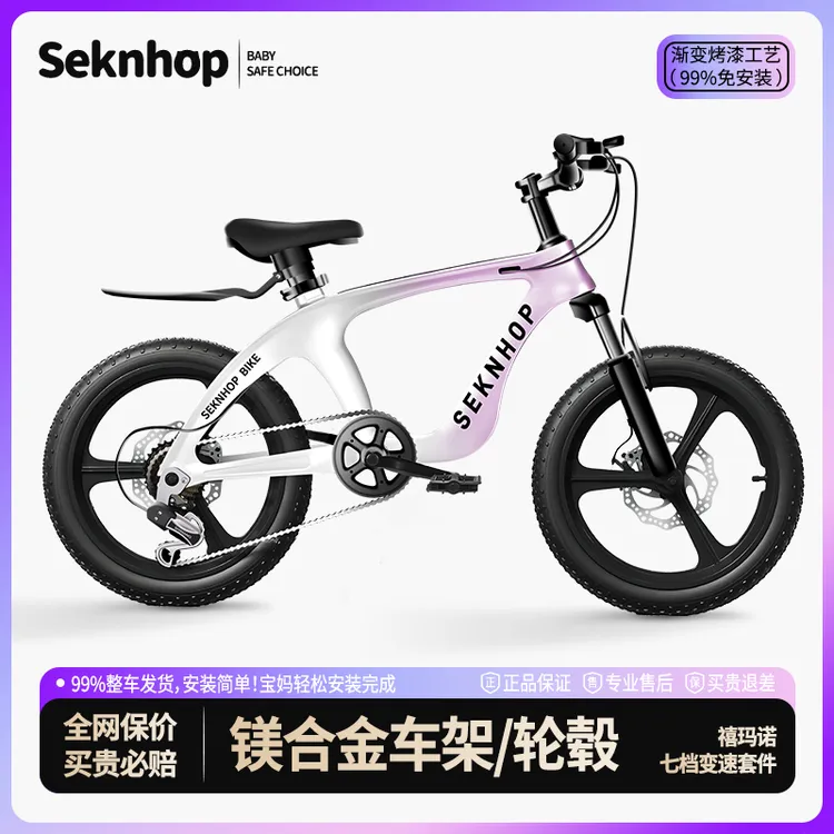 SeknHop儿童自行车碟刹减震6-8-12-14岁变速大童山地车学生自行车