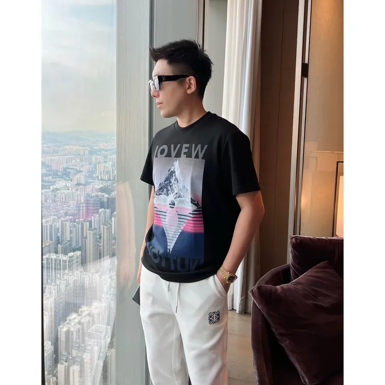 【雪山倒影】李查德25秋季新痞帅男装情侣半袖数码直喷百搭短袖T恤