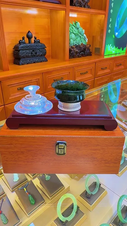 仁布玉墨绿色茶杯高档轻奢一个
