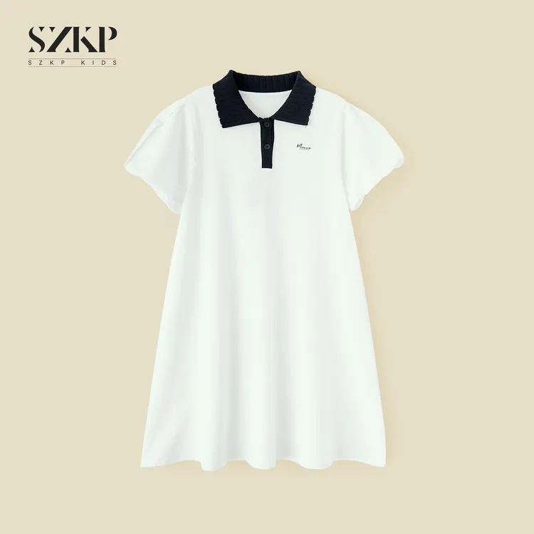 SZKP纯棉吸汗短袖连衣裙女童夏季新款儿童洋气休闲长裙BGQX551041