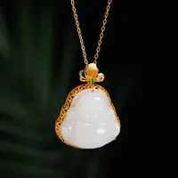 【五周年】【红儿收藏款】18K金蝴蝶25*10mm高货白玉大佛HNZ6264