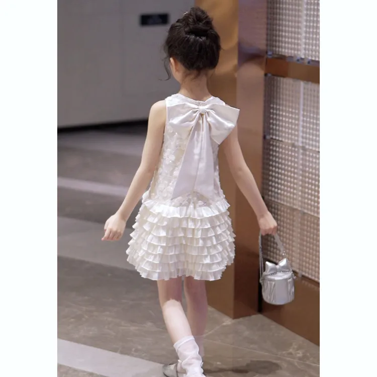 女童连衣裙夏季2025新款中大儿童生日礼服裙子女孩洋气背心公主裙