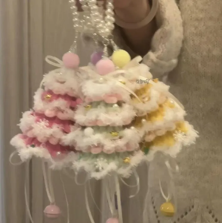 【包邮】扭扭棒彩色毛边圣诞树挂件毛茸茸圣诞树diy材料汽车钥匙扣