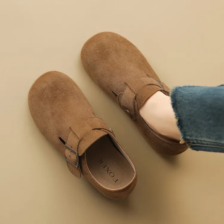 FOXER【内增高勃肯鞋】拖鞋女2025春夏百搭全包女拖鞋外穿女鞋子