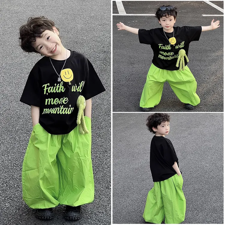 夏季韩版潮酷上衣体恤炸街儿童洋气休闲时髦短袖卡通玩偶