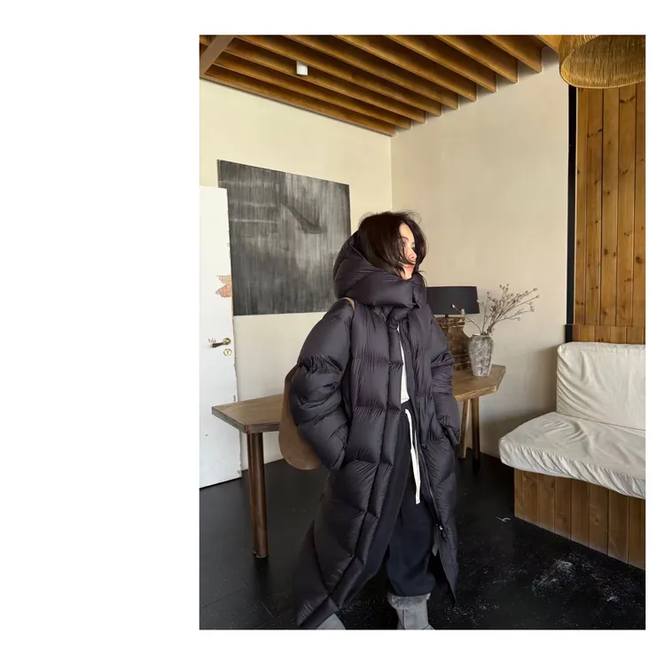 HDD "轻奢羽绒" 90白鸭绒 冬季(600多G))长款连帽过冬羽绒服Y9204