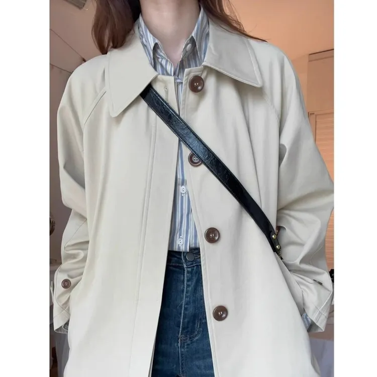 中长款米黄色风衣外套女2025新款春秋小个子高级感超好看韩系日系