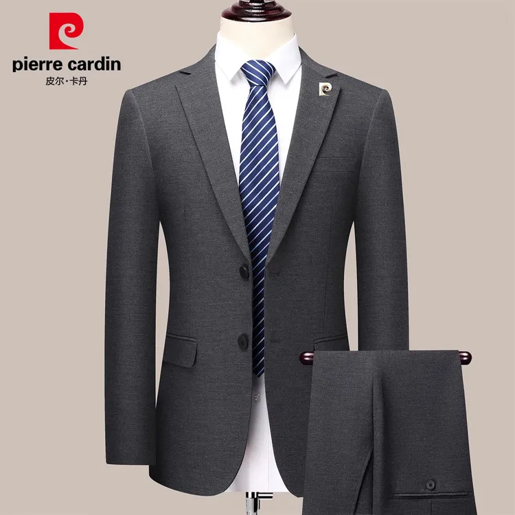 皮尔卡丹西服套装男士2025秋季新款商务正装新郎订婚礼服两件套男