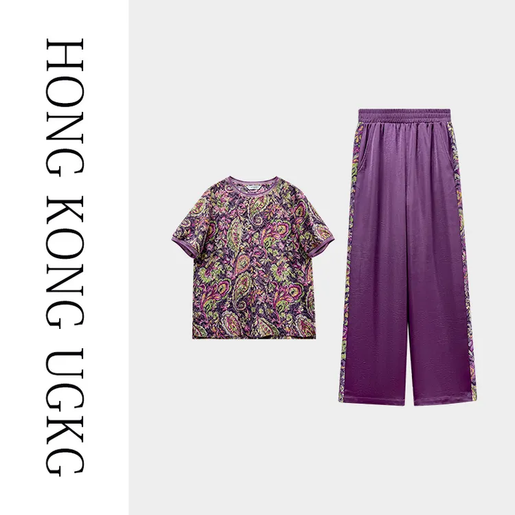 UGKG中老年人妈妈夏套装洋气质短袖T恤女夏季两件套73252ZH451