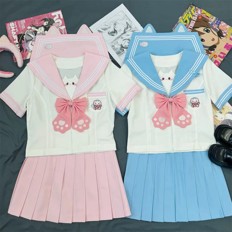 【海盐喵喵】知半城原创JK软妹水手服可爱幼稚园甜美制服短袖套装