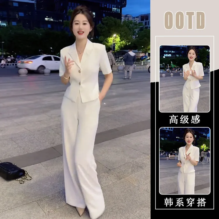 职业西装套装女夏季薄款短袖通勤气质修身西服正装工作服减龄显瘦