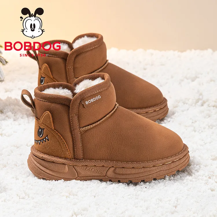 巴布豆童鞋男童6-12岁加绒雪地靴2025新款男孩雪地棉冬季儿童靴子