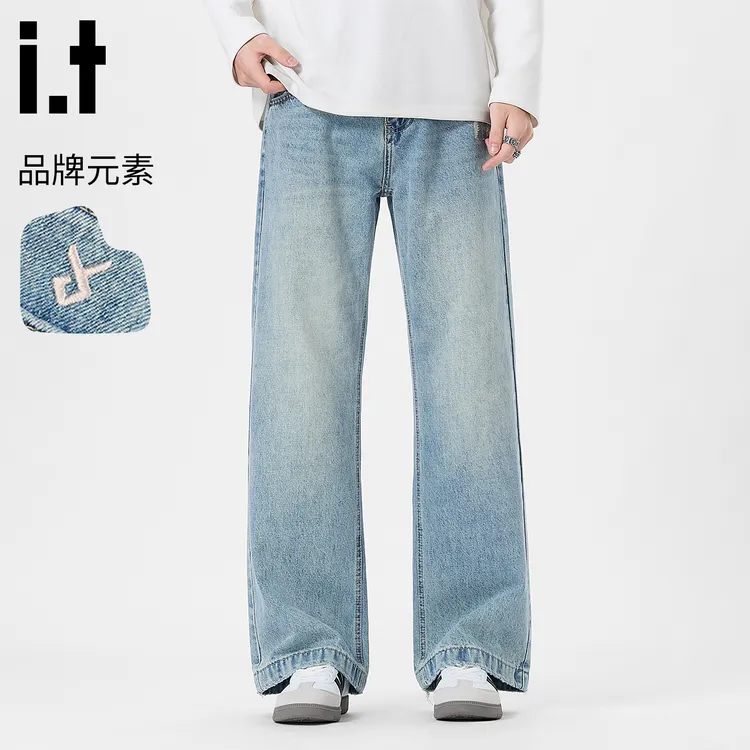 it:FINGERCROXX美式潮牌直筒牛仔裤秋冬新款男士宽松百搭休闲长裤